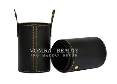 Disesuaikan Kulit Berkualitas Tinggi Makeup Brush Holder Case Kosmetik Cylinder