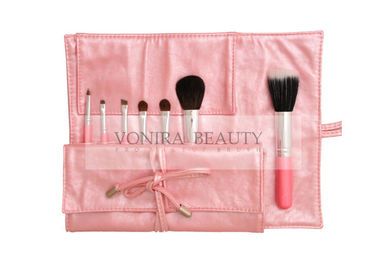 Kuas Rias Perjalanan Kosmetik Portabel Set Pink Travel Makeup Roll Bag