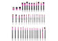 42 PCs Full Line Kuas Rias Kosmetik Set Dengan Pink Aluminium Ferrule &amp;amp; Matte Black Handle Kayu