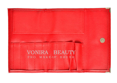Red Snap Penutupan 9 Slot Kulit Makeup Brush Roll Kecantikan Alat Tas Kosmetik
