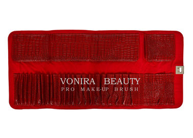 Snake Tekstur Kulit Makeup Brush Roll Bag Wanita Clutch Tas Kosmetik Travel