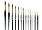 Menakjubkan Alam Murni Kolinsky Putaran Nail Art Brushes Dengan Ferrule Emas Dan Pegangan Hitam 15 PCS