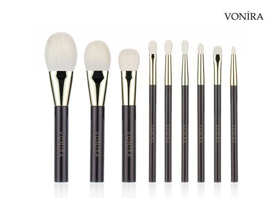 Vonira Custom Grosir Natural Putih Rambut Kambing Lempar Hitam Brown Handle Eye Shader Makeup Brush