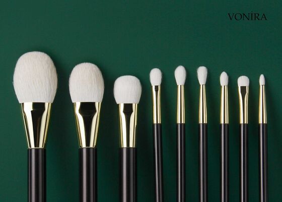 Vonira Custom Grosir Natural Putih Rambut Kambing Lempar Hitam Brown Handle Eye Shader Makeup Brush