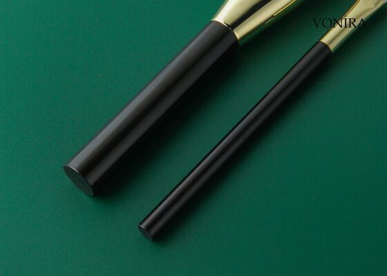 Vonira Custom Grosir Natural Putih Rambut Kambing Datar Hitam Brown Handle Rincian Kecil Mata Campuran Makeup Brush