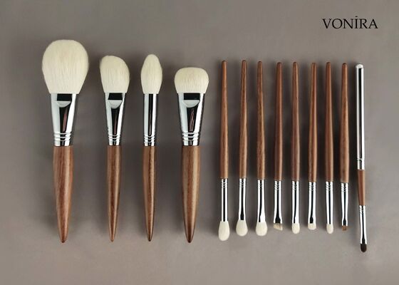 Vonira Custom Grosir Natural Putih Rambut Kambing Brown Ebony Handle Makeup Eye Shading Sikat