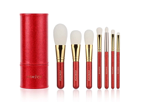 Vonira Professional Christmas Makeup Brushes Set 7pcs Glitter Cosmetic Brush Tool Kit for Girls Birthday Gift Warna Merah