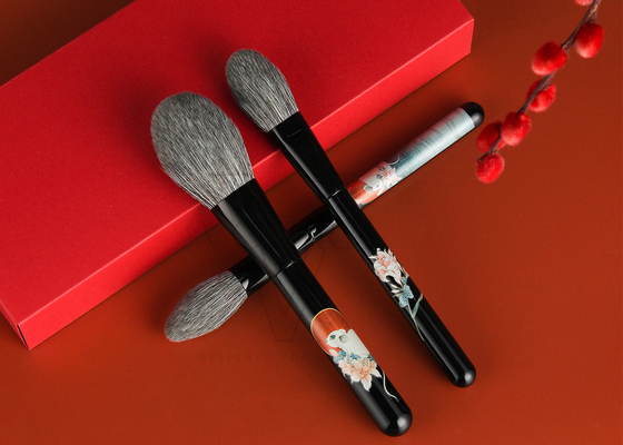 Vegan Anti-bakteri Sustainable Makeup Powder Brush dengan Serat Jagung dan Glitter Birch Wooden Handle