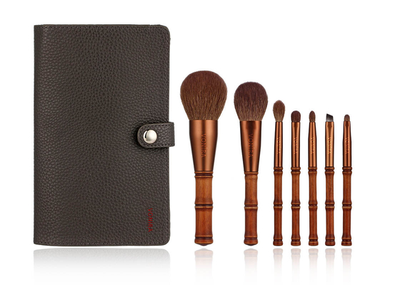 Vonira Beauty Mini Travel Bamboo Makeup Brushes Set Dengan Storage Case Set